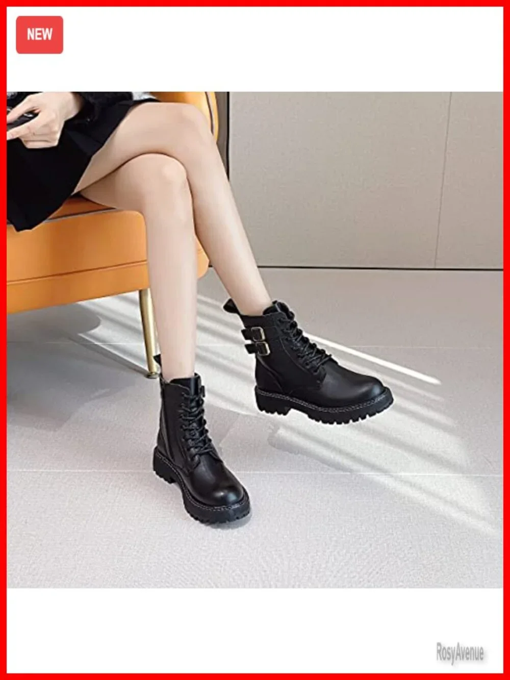 Real Leather Ankle Boots Low Heel Lace Up Booties